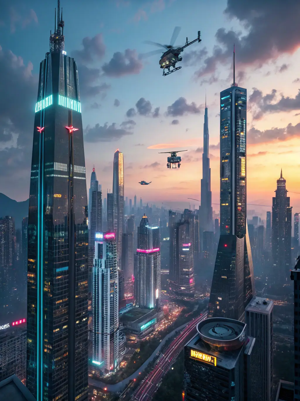 A futuristic cityscape with interconnected nodes representing an agentic AI platform, symbolizing adaptability and scalability.